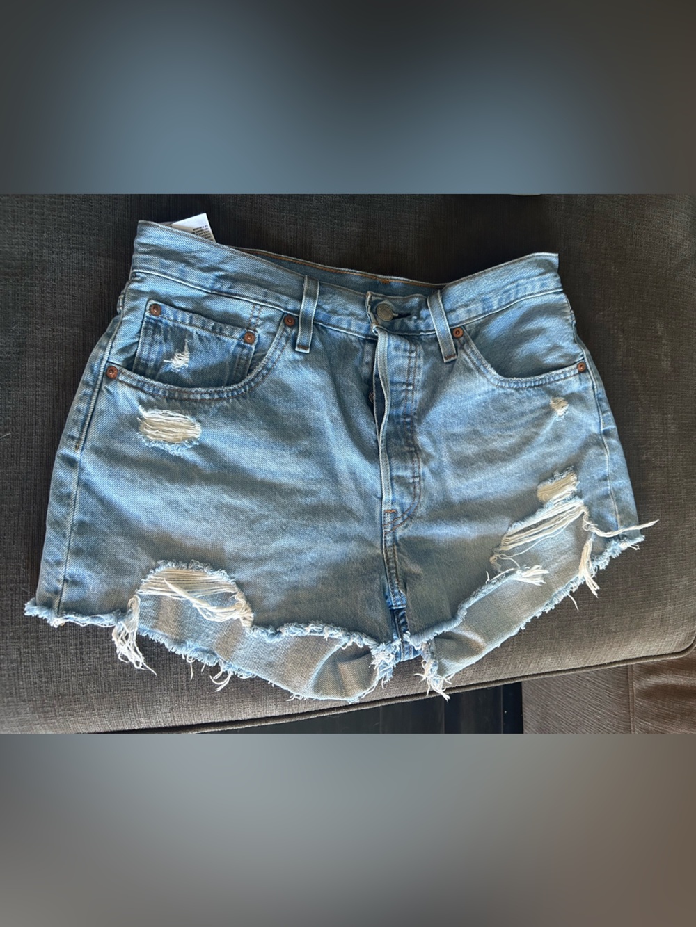 Levi's Light Blue Distressed Denim Jean Shorts